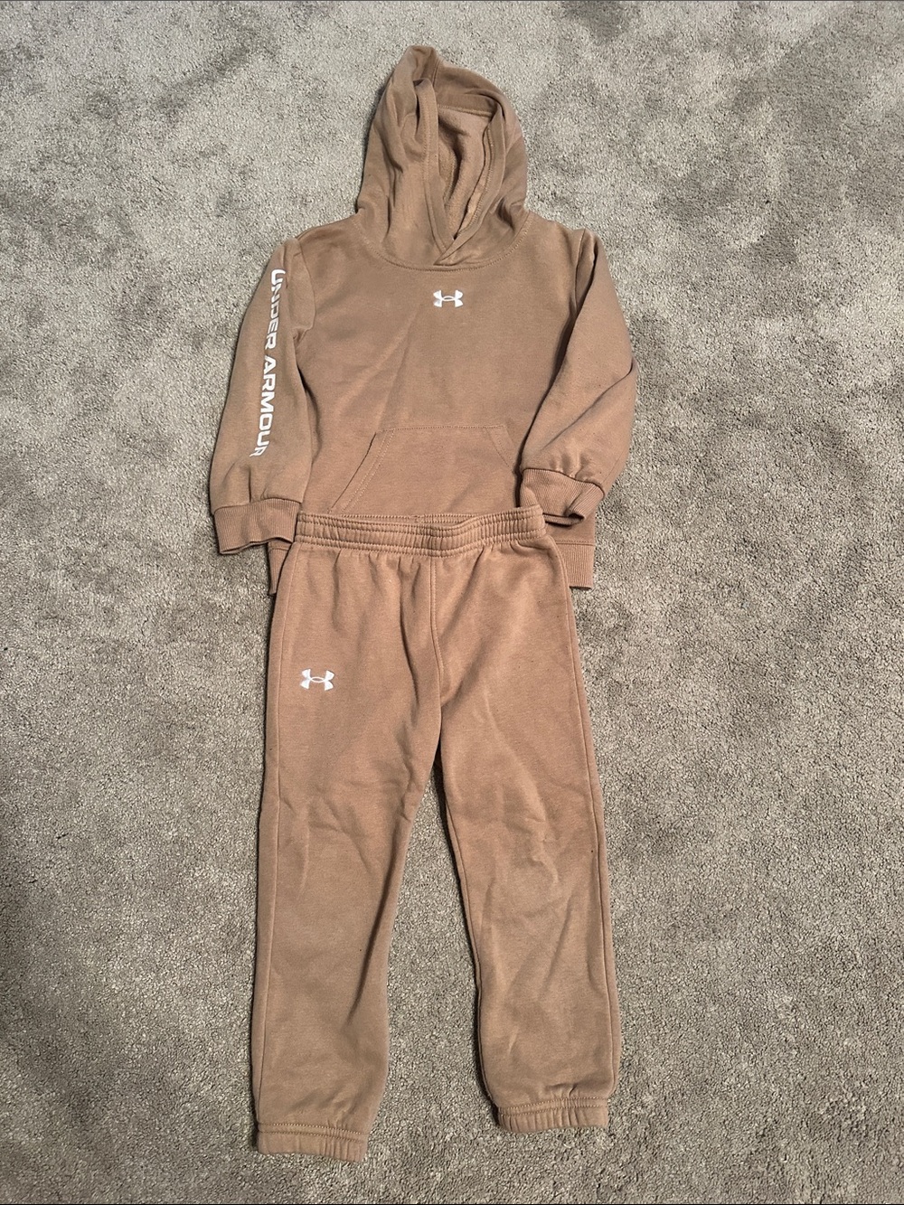 Under Armour Kids Brown Hoodie & Joggers Set with White Logos